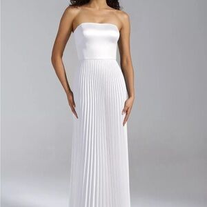 BHLDN Strapless White Pleated Maxi Gown